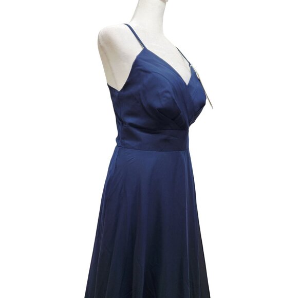 Elegant Navy Blue V-Neck Wedding party dress Size 6 - Picture 10 of 11